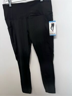 ACTIVE LIFE LEGGINGS W/MESH PANELS ON LEGS  
WIDE WAISTBAND SIZE LARGE   NWT